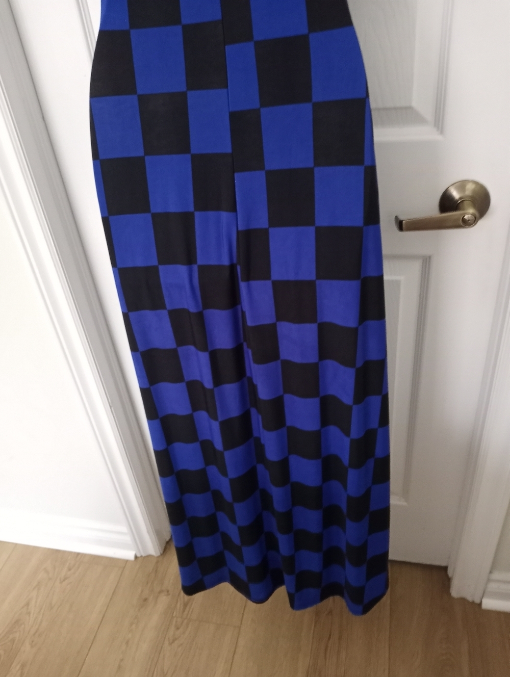 Asymmetrical Blue & Black Checker Midi Dress - Picture 3 of 4